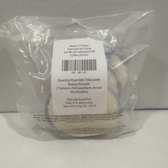 SAIE Reusable Beauty Rounds Set of 3 NEW Unused Machine Washable Thick Fluffy - Picture 3 of 3